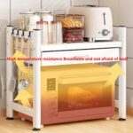 Mikrowellen-Regal mit 3 Ebenen für Töpfe, Pfannen und Reiskocher, platzsparend, Weiß – Bild 5