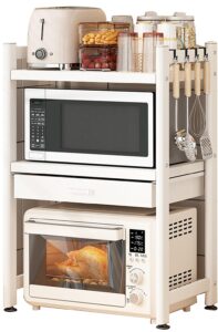 Mikrowellen-Regal mit 3 Ebenen für Töpfe, Pfannen und Reiskocher, platzsparend, Weiß