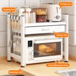 Mikrowellen-Regal mit 3 Ebenen für Töpfe, Pfannen und Reiskocher, platzsparend, Weiß – Bild 3