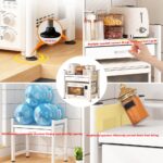 Mikrowellen-Regal mit 3 Ebenen für Töpfe, Pfannen und Reiskocher, platzsparend, Weiß – Bild 6