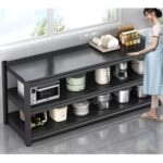 Küchenregal mit 3 Ebenen, verstellbarer Mikrowellen- und Toasterständer, Schwarz, 100 × 40 × 80 cm – Bild 3