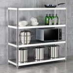 Edelstahl-Mikrowellen-Regal mit 4 Ebenen, robuster und platzsparender Küchen-Organizer – Bild 7